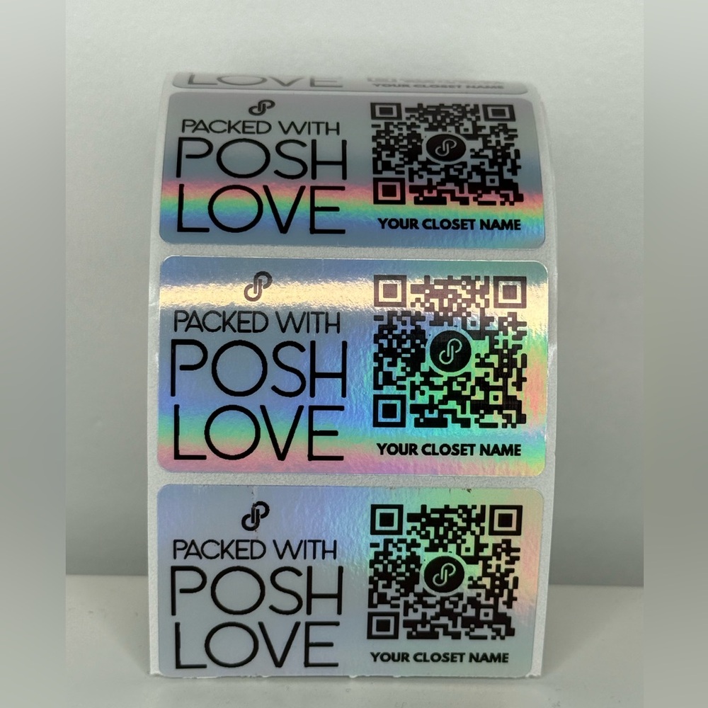 100 Custome 2.25" Stickers w/ Your Poshmark QR Code packed with posh love - Picture 2 of 4